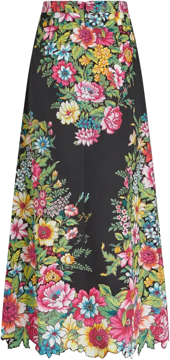 floral-print cotton maxi skirt