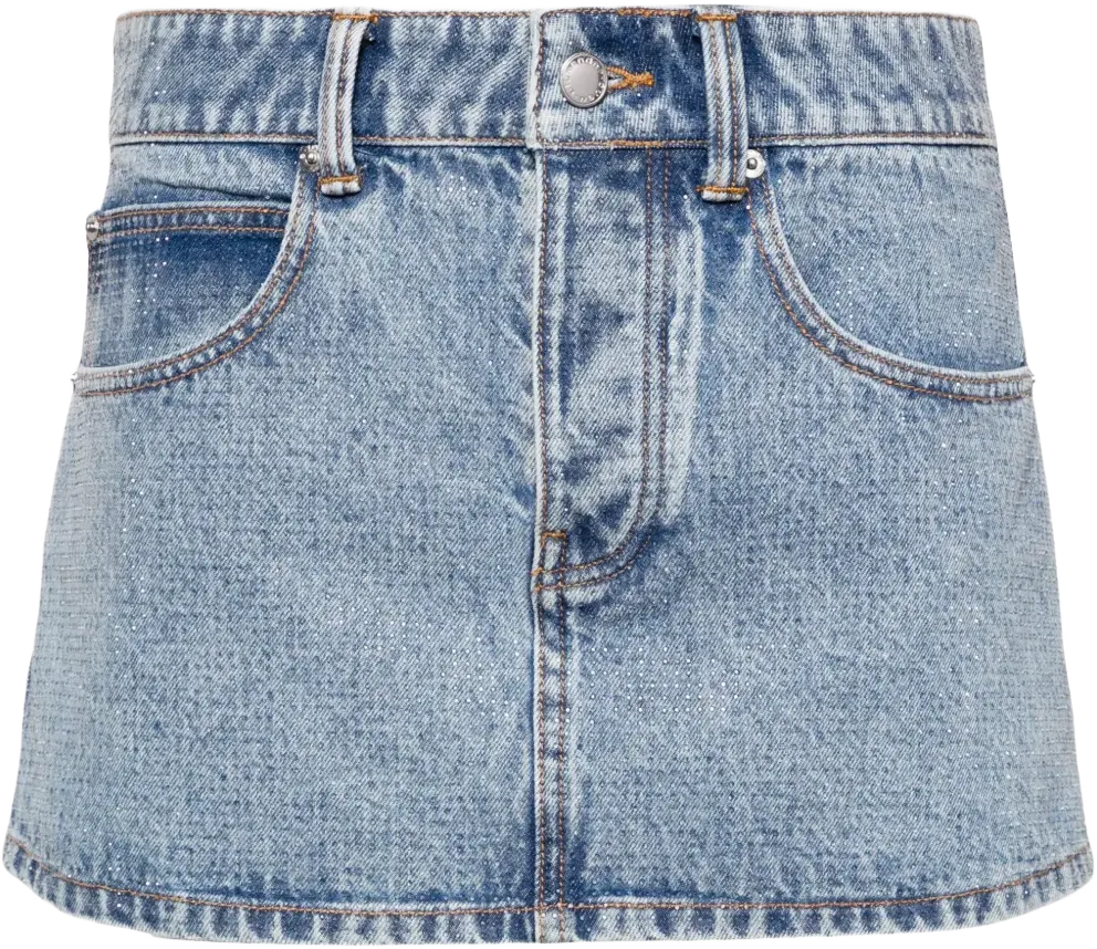 crystal-embellished denim mini skirt
