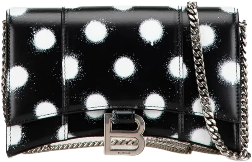 2016-2024 Shiny Box Calfskin Polka Dot Hourglass Wallet On Chain crossbody bag