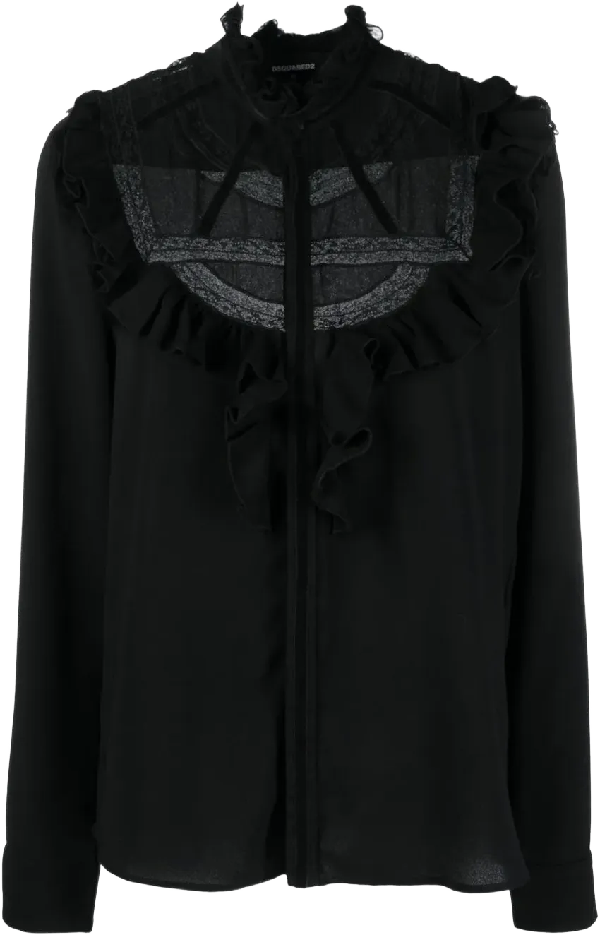 ruffled long-sleeved blouse