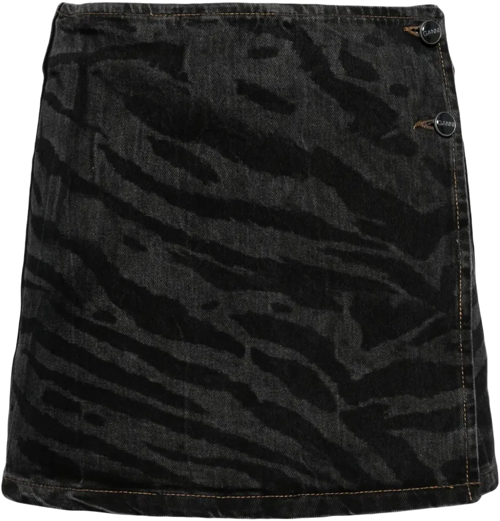 zebra-print denim miniskirt