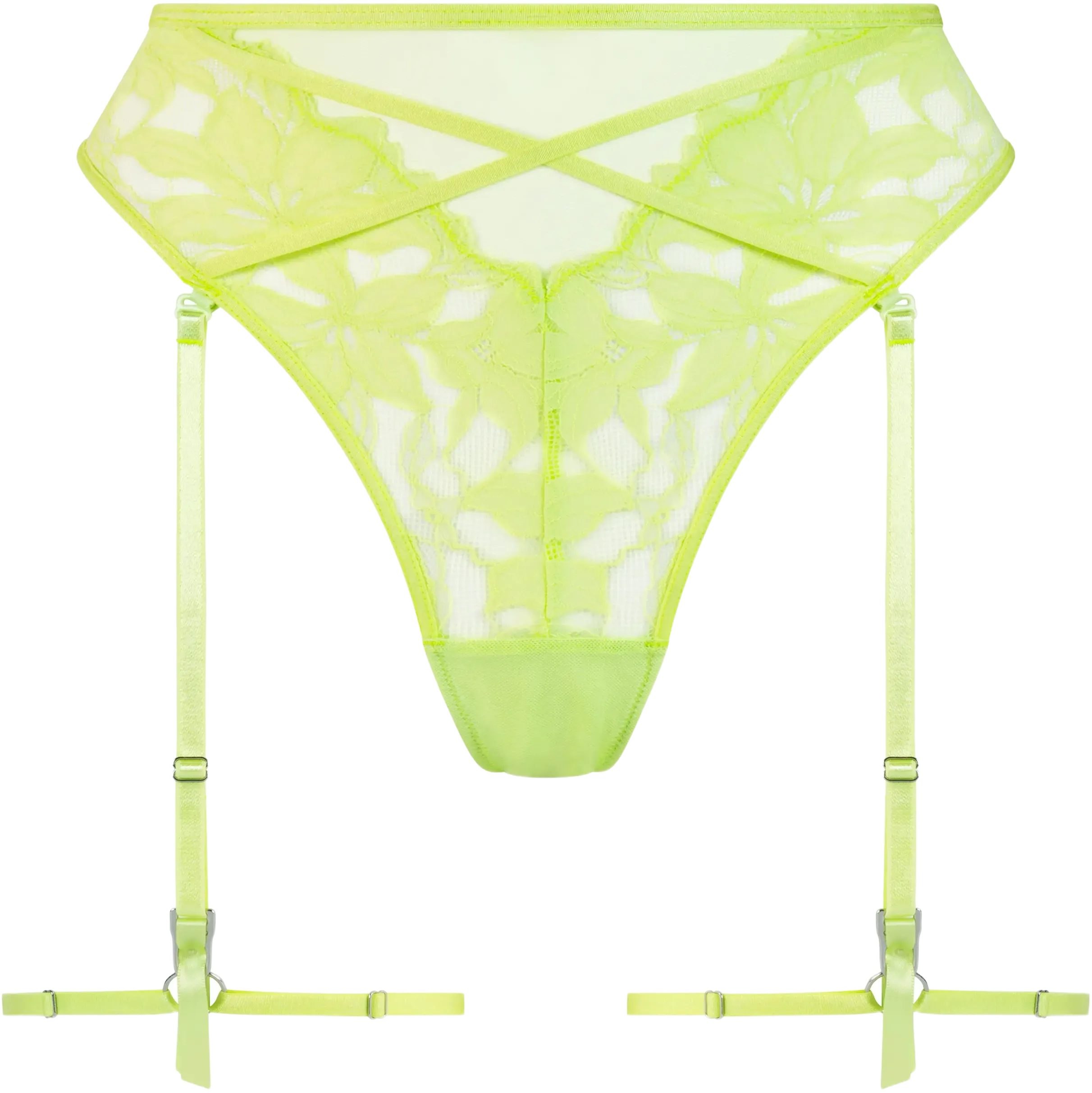 Hunkemöller Ingrid High Waist Mesh & Lace Panties with Garter Straps