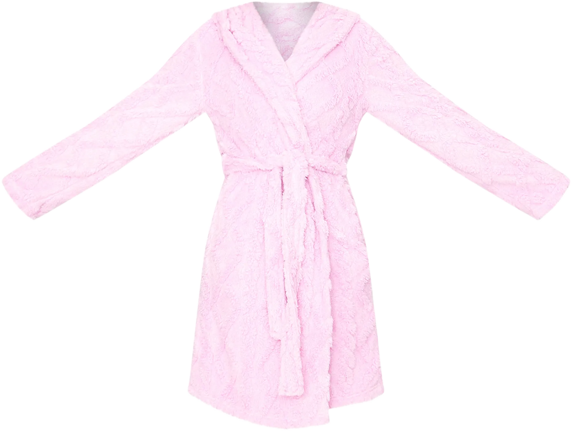 Pink Cable Fleece Bath Robe