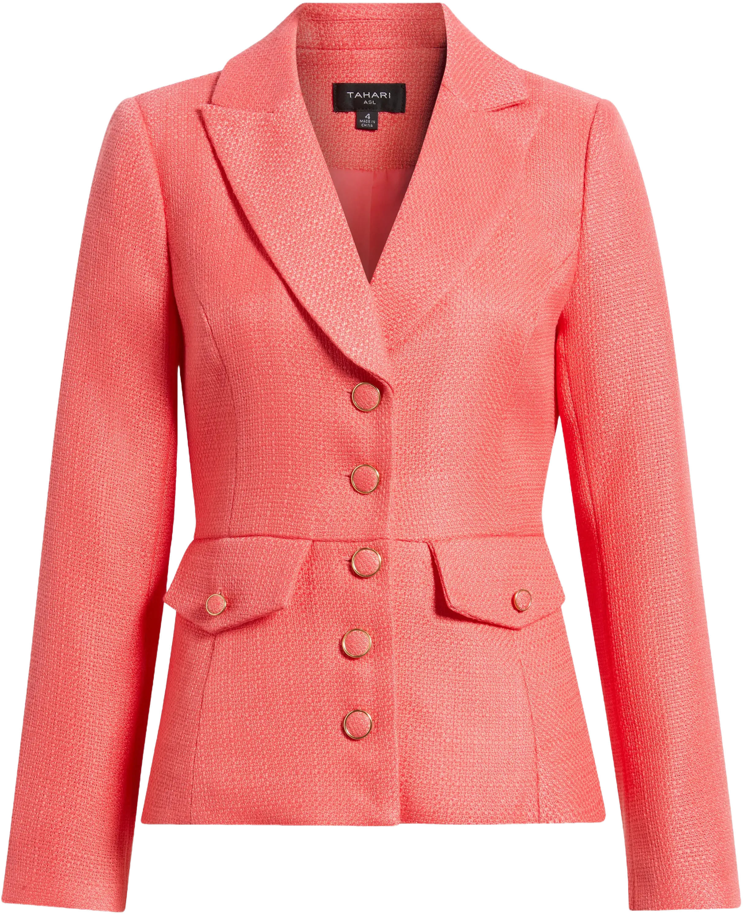 Tahari ASL Cinch Waist Bouclé Jacket