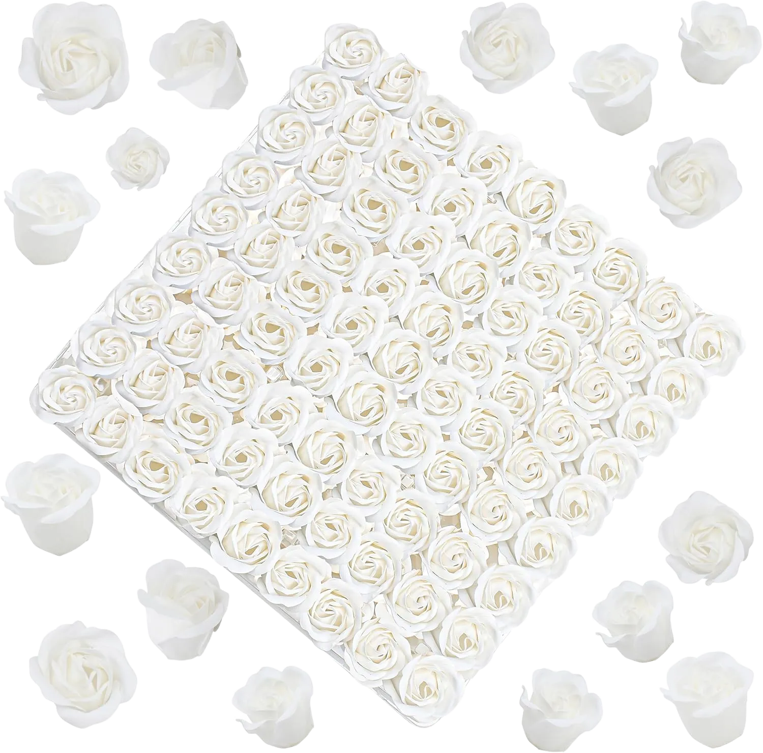81Pcs/Set Handmade Bath Soap Shower Rose Flower Floral Petals in Box, Mini Gifts for Women, Mom, Girlfriends, Teen Girls, Perfect for Anniversary, Birthday, Wedding Decor, Favors, Prizes