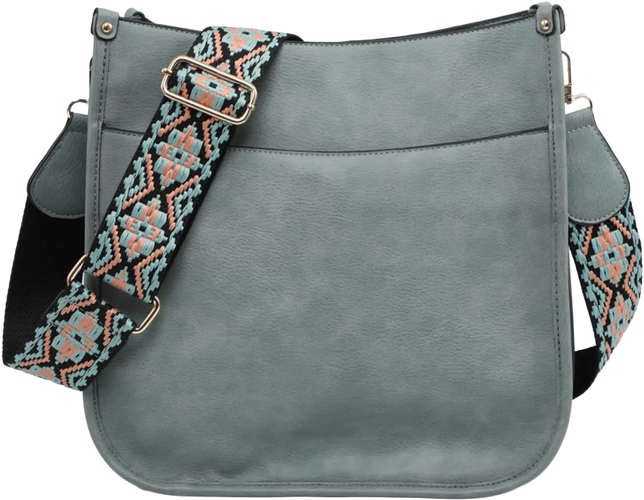 JEN & CO. Chloe - Vegan Leather Adjustable/Removable Guitar Strap - Women's Crossbody Handbag Purse Teal