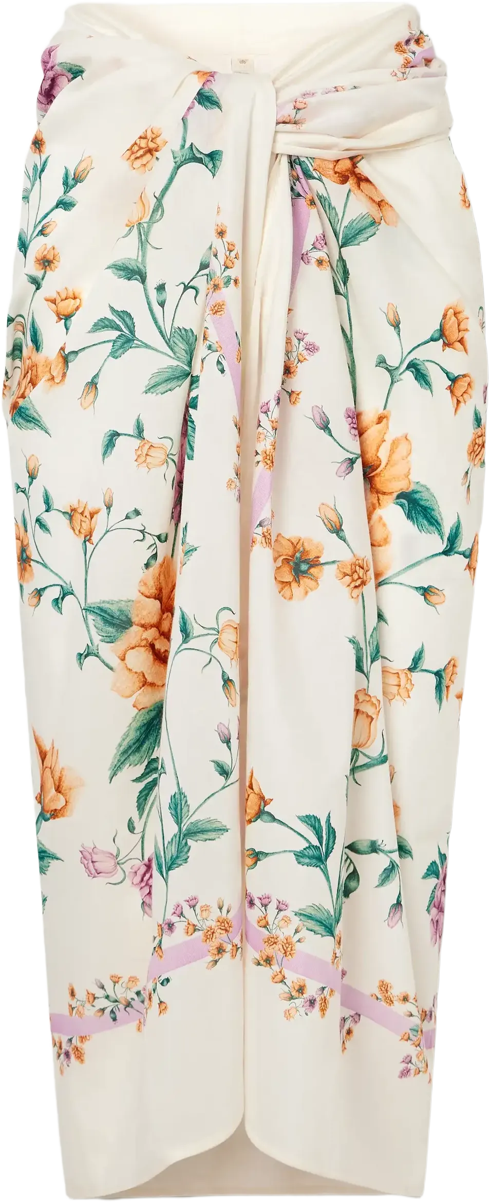 Lavanda Chinesis floral-print cotton and silk-blend voile pareo