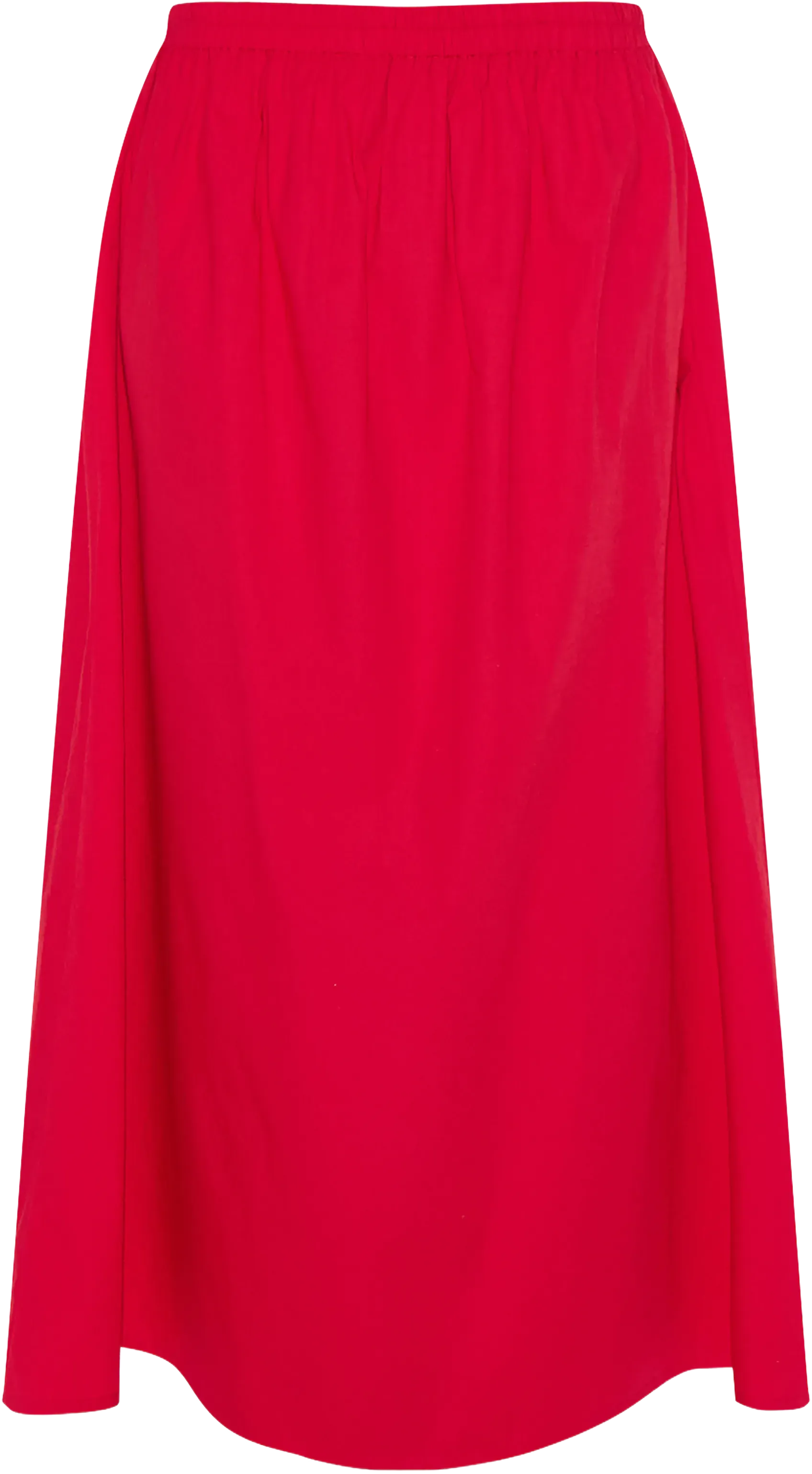 Tomato Red Cotton Poplin A Line Low Rise Maxi Skirt