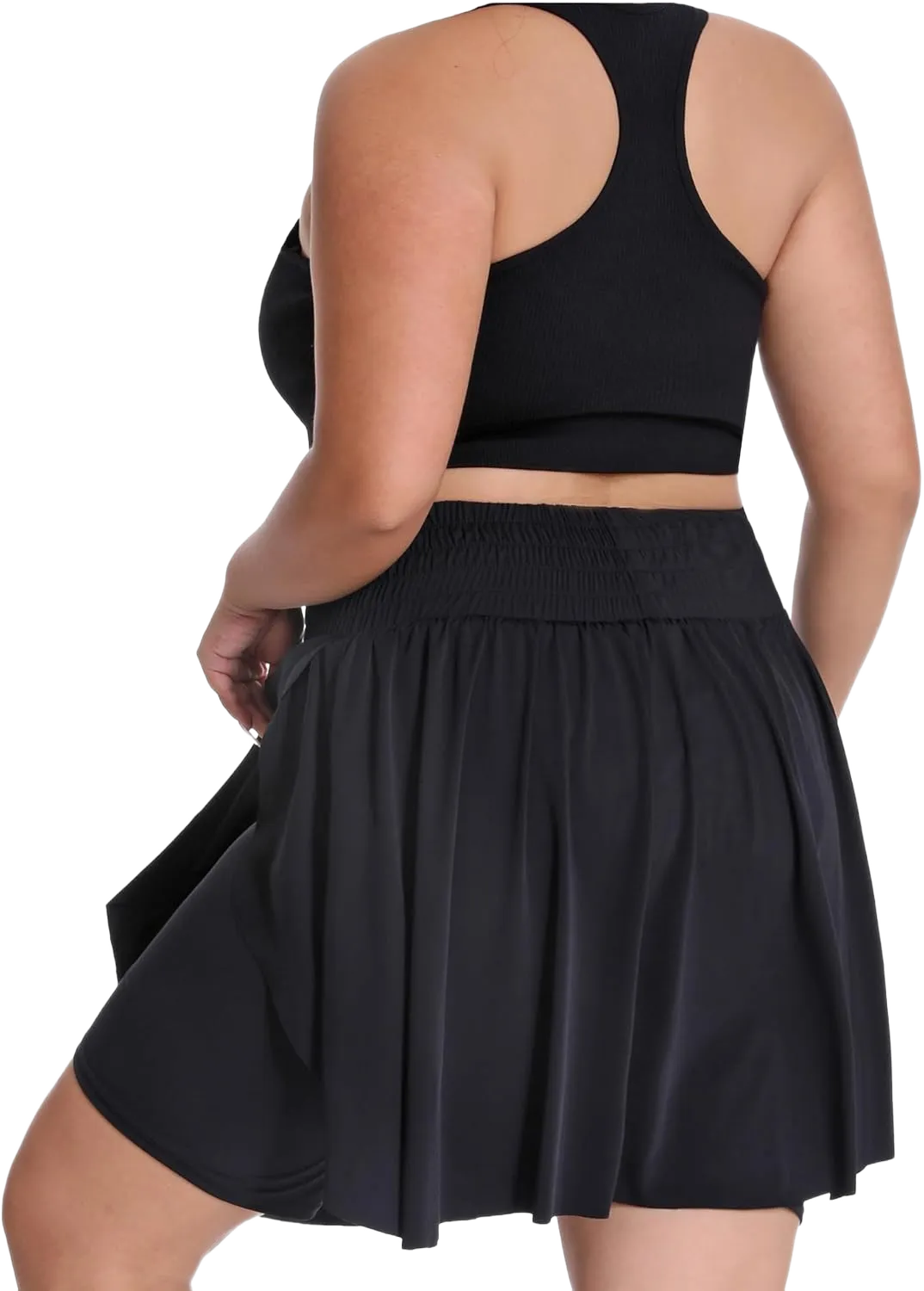 Seawhisper Plus Size Shorts for Women Black High Waisted Flowy Skorts Tennis Skirt Athletic Summer Workout 2XL 20-22 Plus