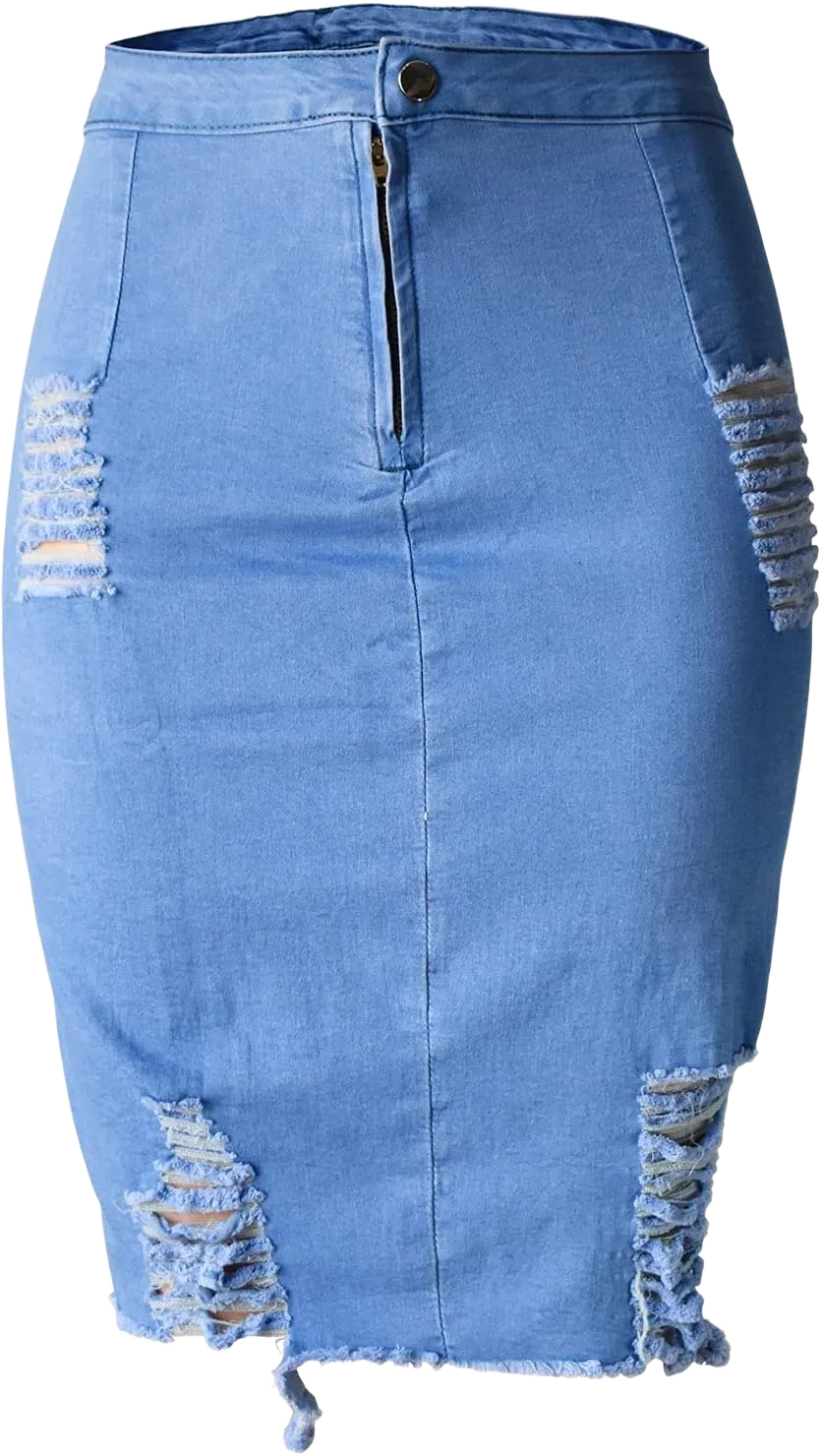 Aodrusa Distressed Jean Skirt for Women Stretch Denim Ripped Mini Short Casual A Line Above Knee Length