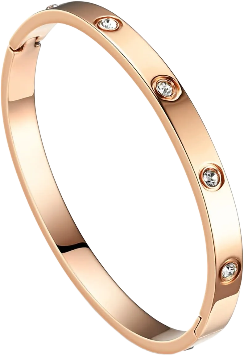 Love Bracelets Stainless Steel friendship Bracelet Cubic Zircon Filled Gold and Silver Female Women Mother's Day Valentine's Day Wedding Couple and Birthday Gift rose gold, 6.7inch