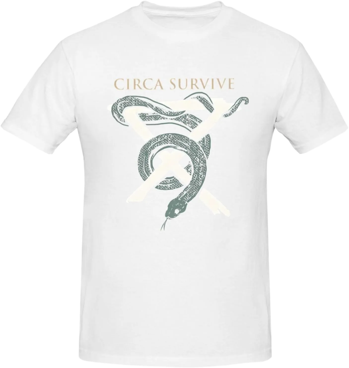 Circa Music Survive Shirt Men's Combed Cotton Crew Neck Top Fashion Versatile Short Sleeve T-Shirt Black 3X-Large White
