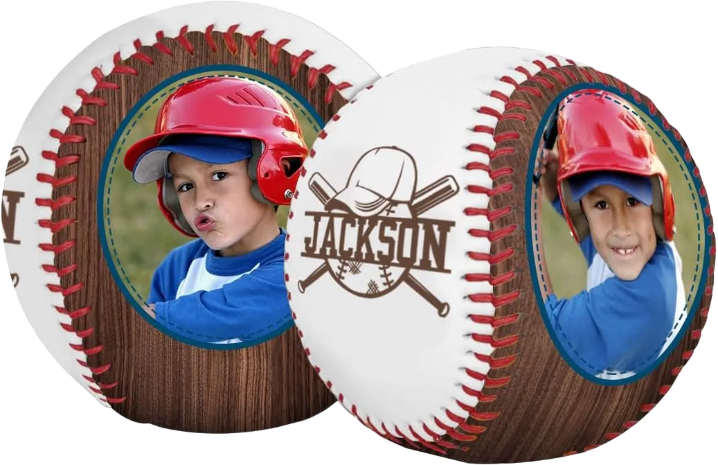 Personalized Photo Baseball Custom Name and Pictures Baseball Photo Frame Memorial Baseball with Display Case Customized Baseball Gift for Men Women Boys Girls