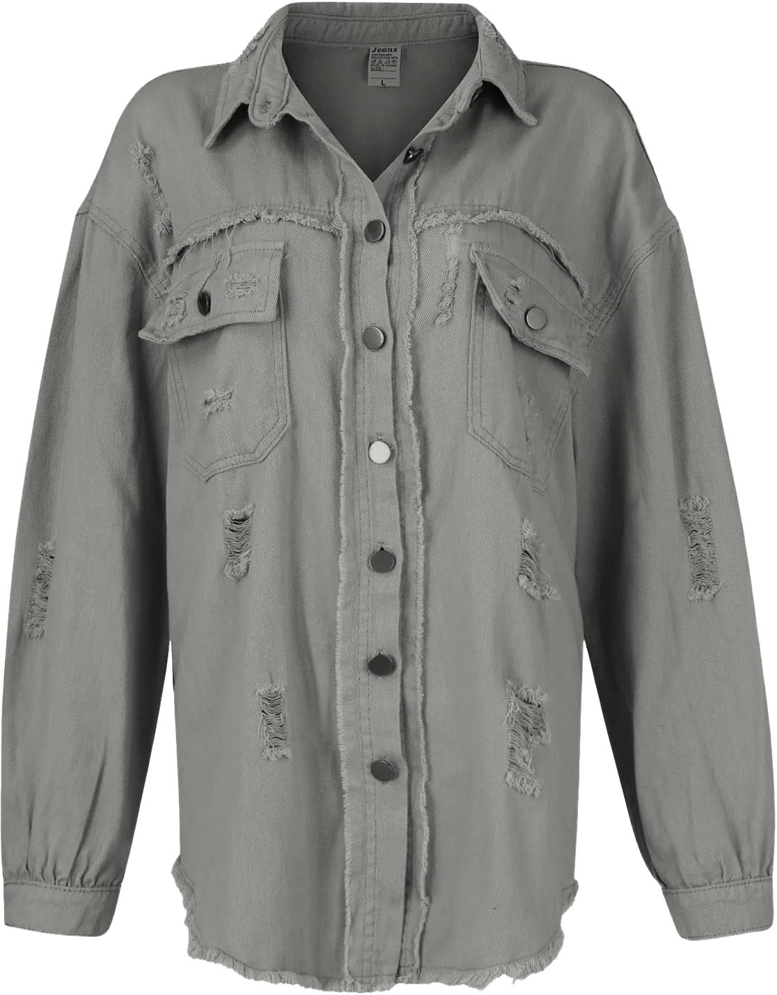 Denim Jacket for Women 2024 Fall Winter Trendy Casual Womens Blouses Long Sleeve Loose Fit Jean Jackets Fashion Boyfriend Collared Shirts for Women(2-Light Gray,XX-Large)