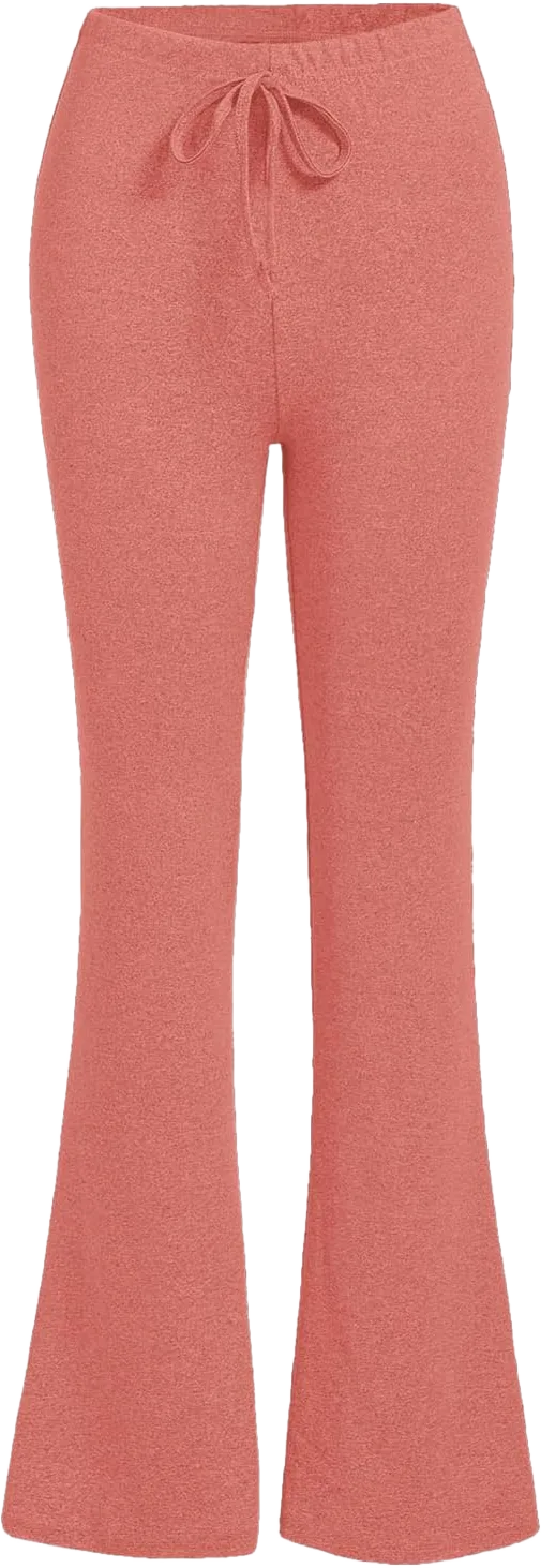 SOLY HUX Women's High Waist Flare Leggings Bell Bottom Sweatpants Casual Bootcut Yoga Pants X-Small Pure Coral Pink