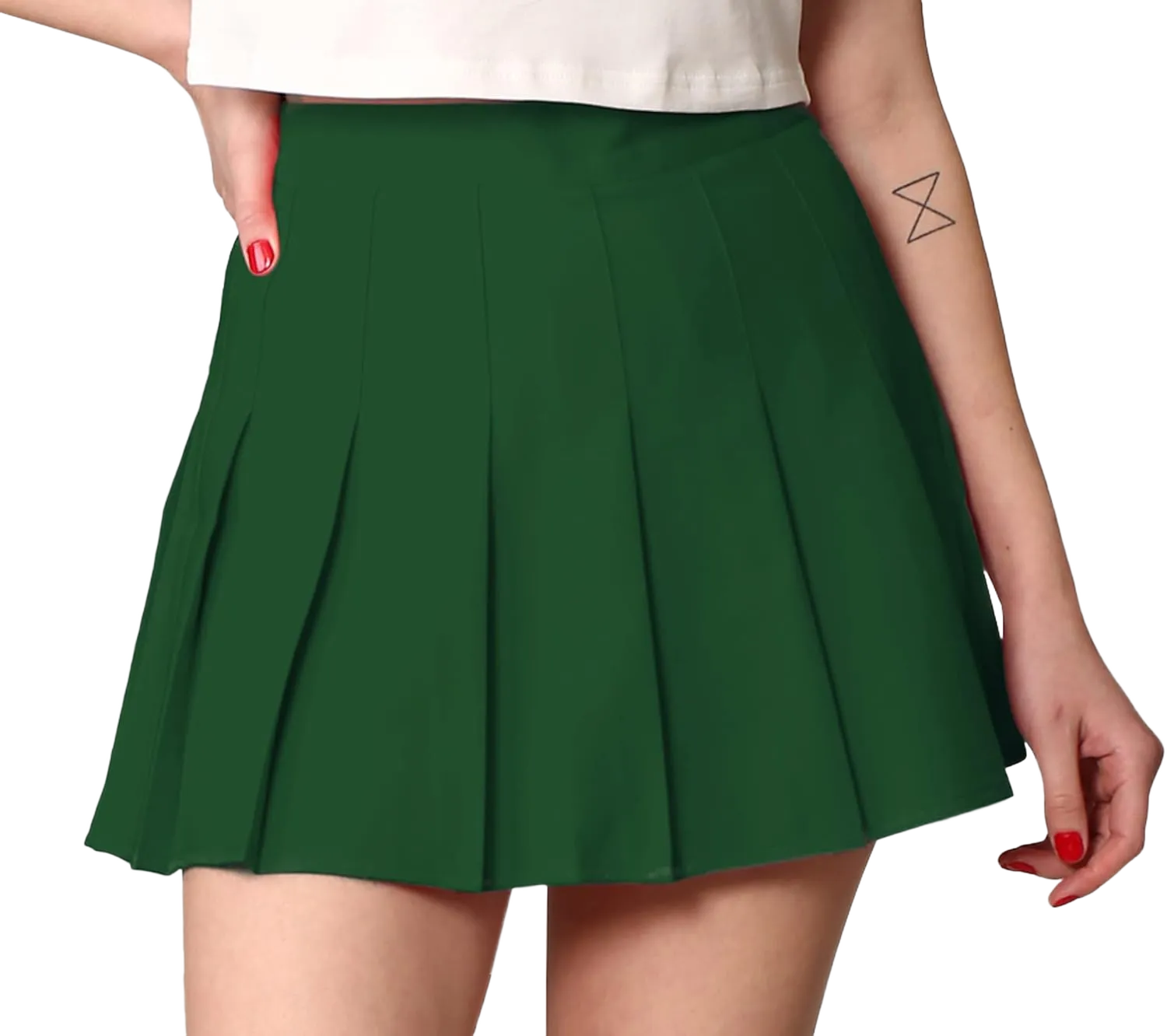 Made By Johnny Womens' Girls' High Waist Mini Plaid School Uniform Pleated Skater Tennis Skirt with Lining Shorts XX-Large Wb2344_green