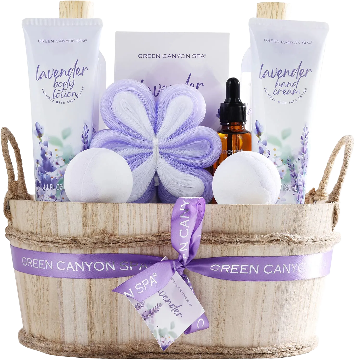Green Canyon Spa Gift Baskets for Women 11pcs Lavender Bath Gift Sets with Body Lotion,Essential Oil,Spa Gifts for Women,Mothers Day Gift Sets for Her,Bath Sets for Her Gifts Lavender-1