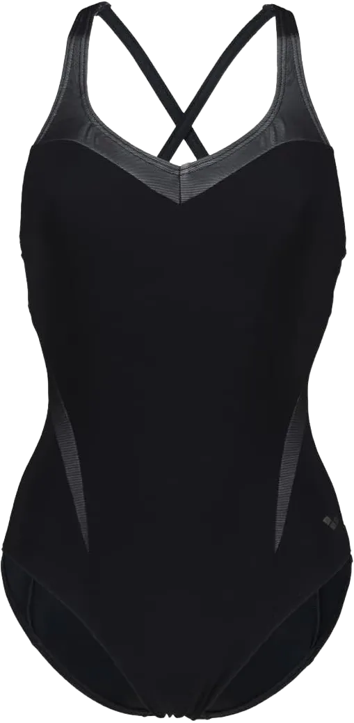 ARENA Bodylift Women's Isabel B-Cup One Piece Shaping Swimsuit Light Cross Back UV Protection Tummy Control Bathing Suit 38 Black/White