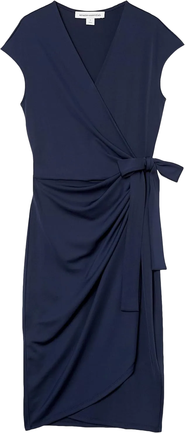 Amazon Essentials Women's Classic Cap Sleeve Wrap Dress (Available in Plus Size) XX-Large Navy