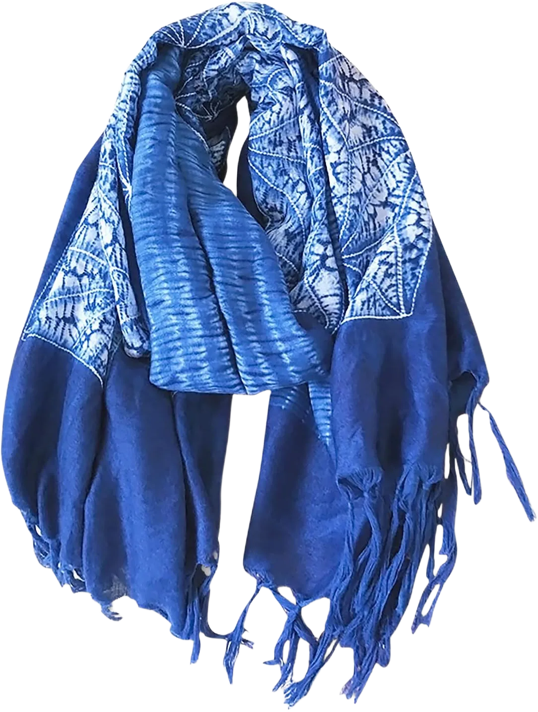 Tie-Dye Plaid Scarf Women Ethnic Style Shawl Hand-Knotted Long Tassel Soft Cotton Scarf Large Shawl Wrap Travel Rhombus