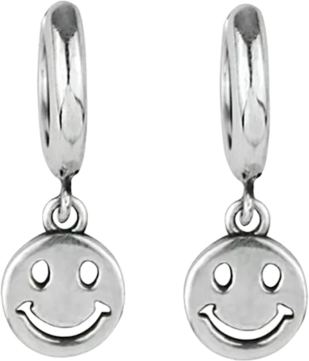 Smile Face Huggie Hoop Dangle Drop Earrings for Women Men Teens Tiktok Funny Inspired Earring Streetwear Cool Dangle Simple Minimalist Fashion BFF Gift Birthday