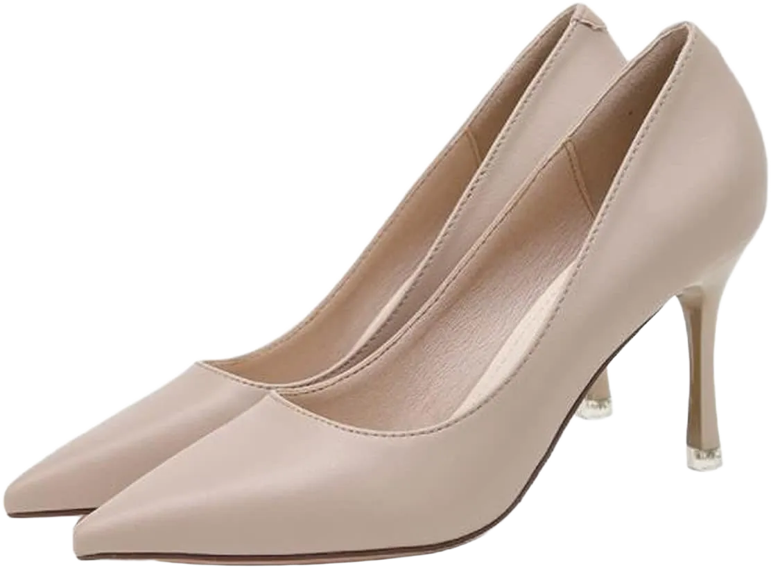 Women's Bling Bling Sexy Pointed Toe OL Working Pumps, Soft Leather Mid Heels Comfortable Casual Pumpa Shoes 8.5 Z-black