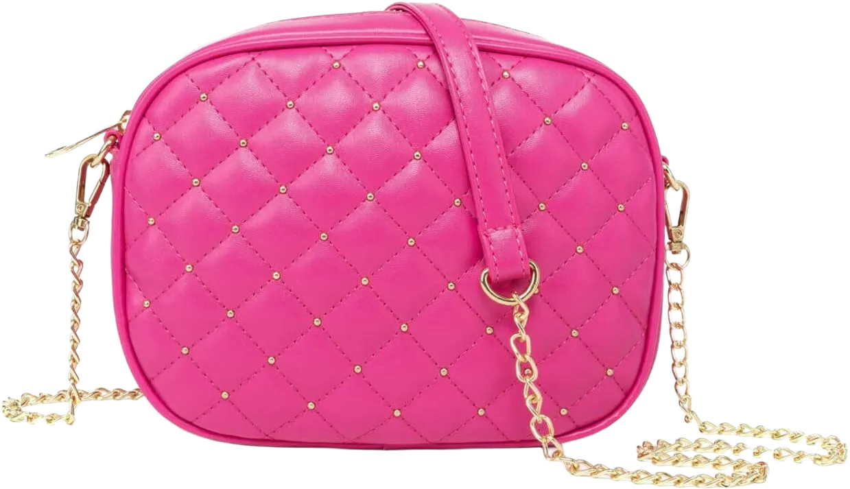 Hanbella Cross body Clutch Purses for Women & Teens - Cute Small Quilted Leather Shoulder Bag with Gold Chain for Girls 1-1 Hot Pink Crossbody