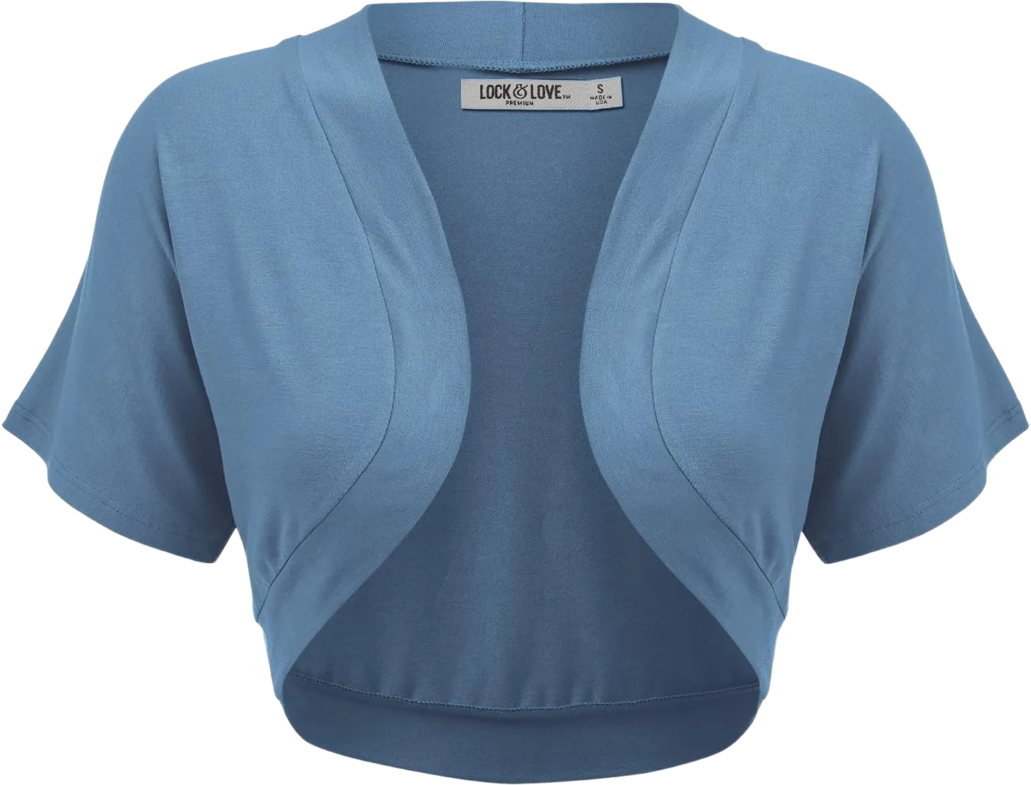 Lock and Love Women's Versatile Open Front Lightweight Short Sleeve Bolero Shrug X-Large Wsk1785_denim