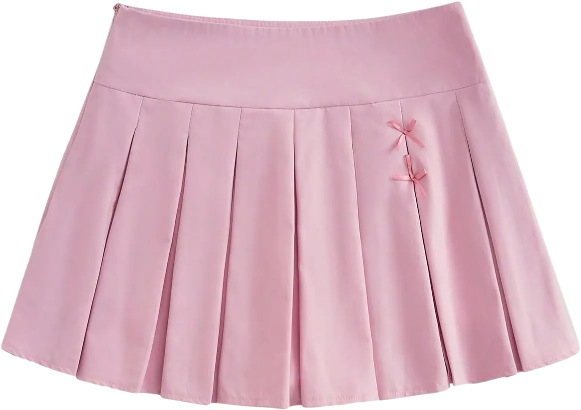 WDIRARA Women's Low Waist Pleated Skater A Line Mini Tennis Skirt Uniform Skirts Small Pink