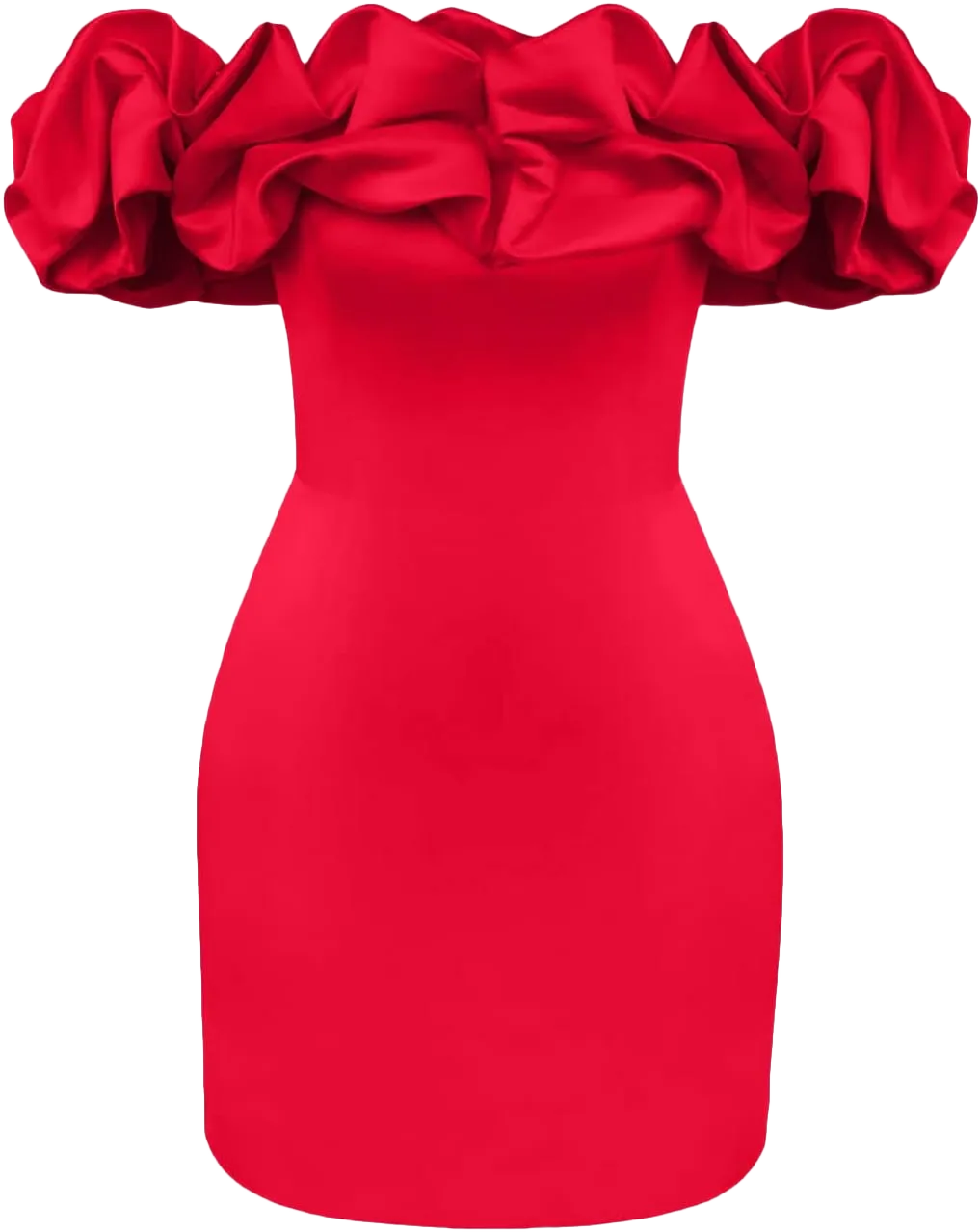 Women's Off Shoulder Strapless Ruffle Trim Ruched Sleeveless Bodycon Mini Party Dress Elegant Cocktail Dress Clubwear Medium Red