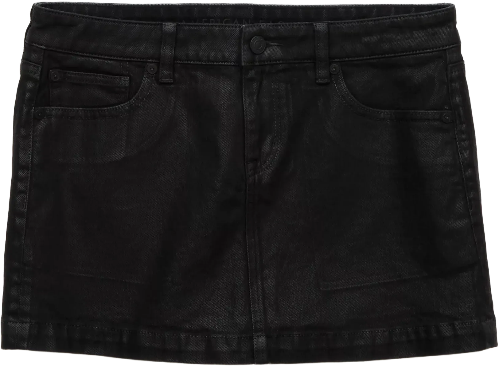 AE Stretch Low-Rise A-Line Denim Mini Skirt