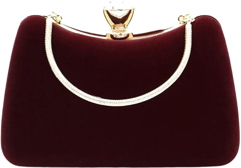 Women Temperament Velvet Banquet Bag Dinner Clutch Party Evening Dress Clutch Bag Burgundy