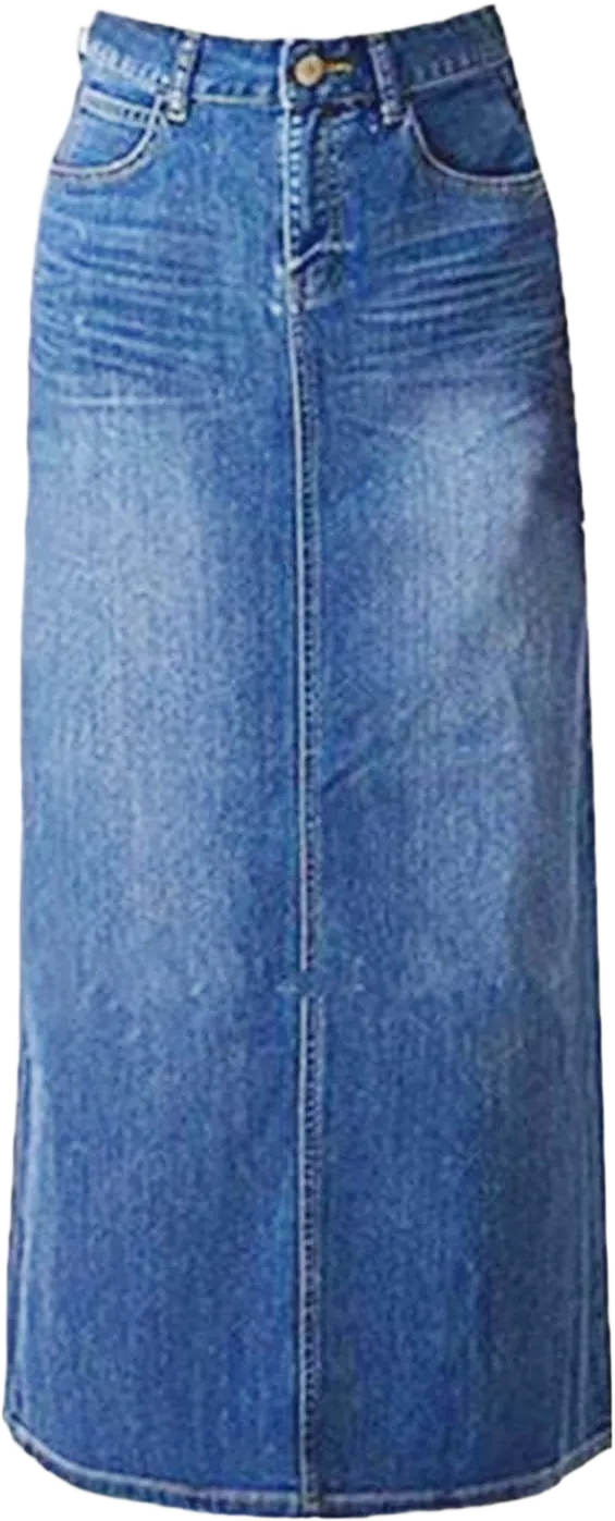 Long Denim Skirt for Women Casual A-Line Denim Maxi Skirt Stretch High Waisted Jean Skirt with Pocket Blue Light Blue(a Line) 18
