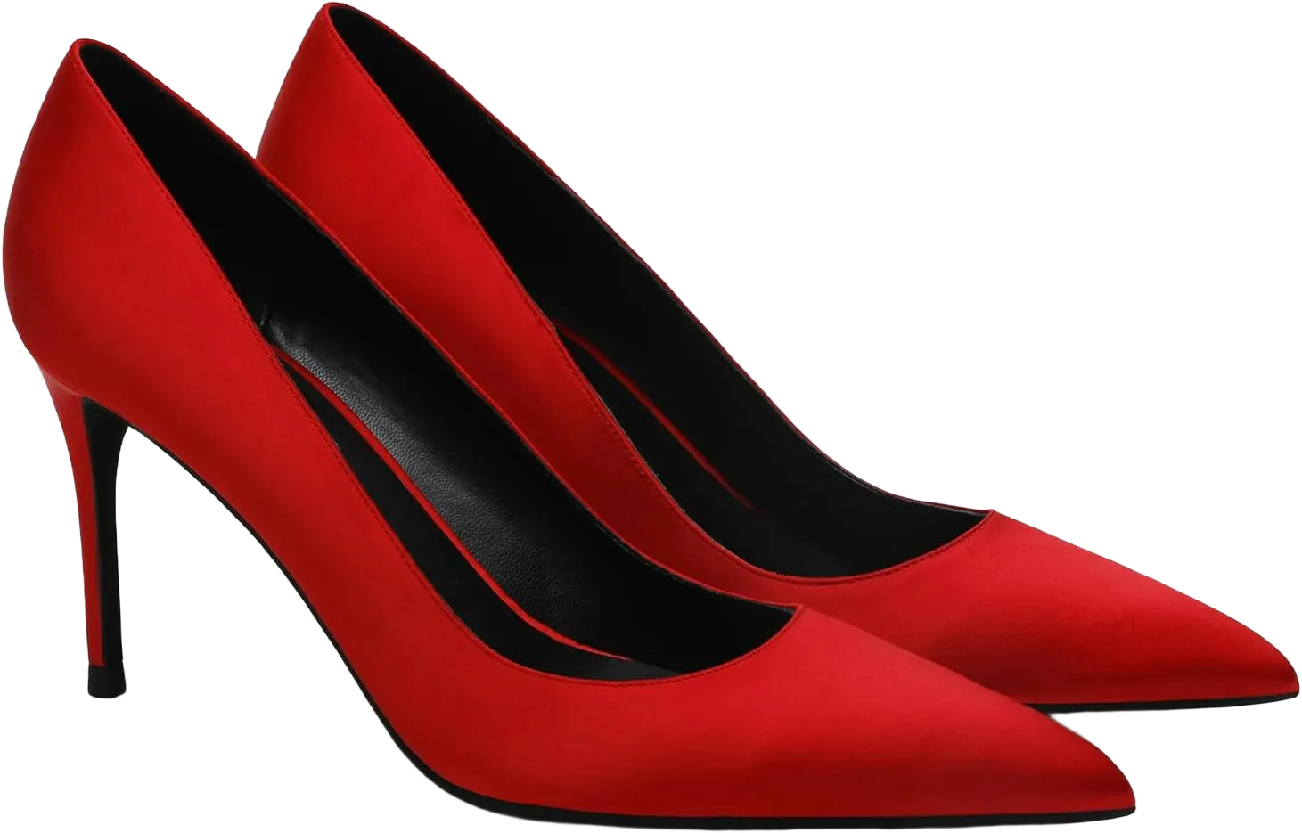 MOOMMO Women Classic High Heels Pumps Shoes Pointed Toe Slip On Satin Heels Stiletto Dress Shoes Pointed Closed Toe 3" Kitten Heel Sandals Office Ladies Bridal Wedding Party Formal Basic 4-13 M US 7.5 Satin Red