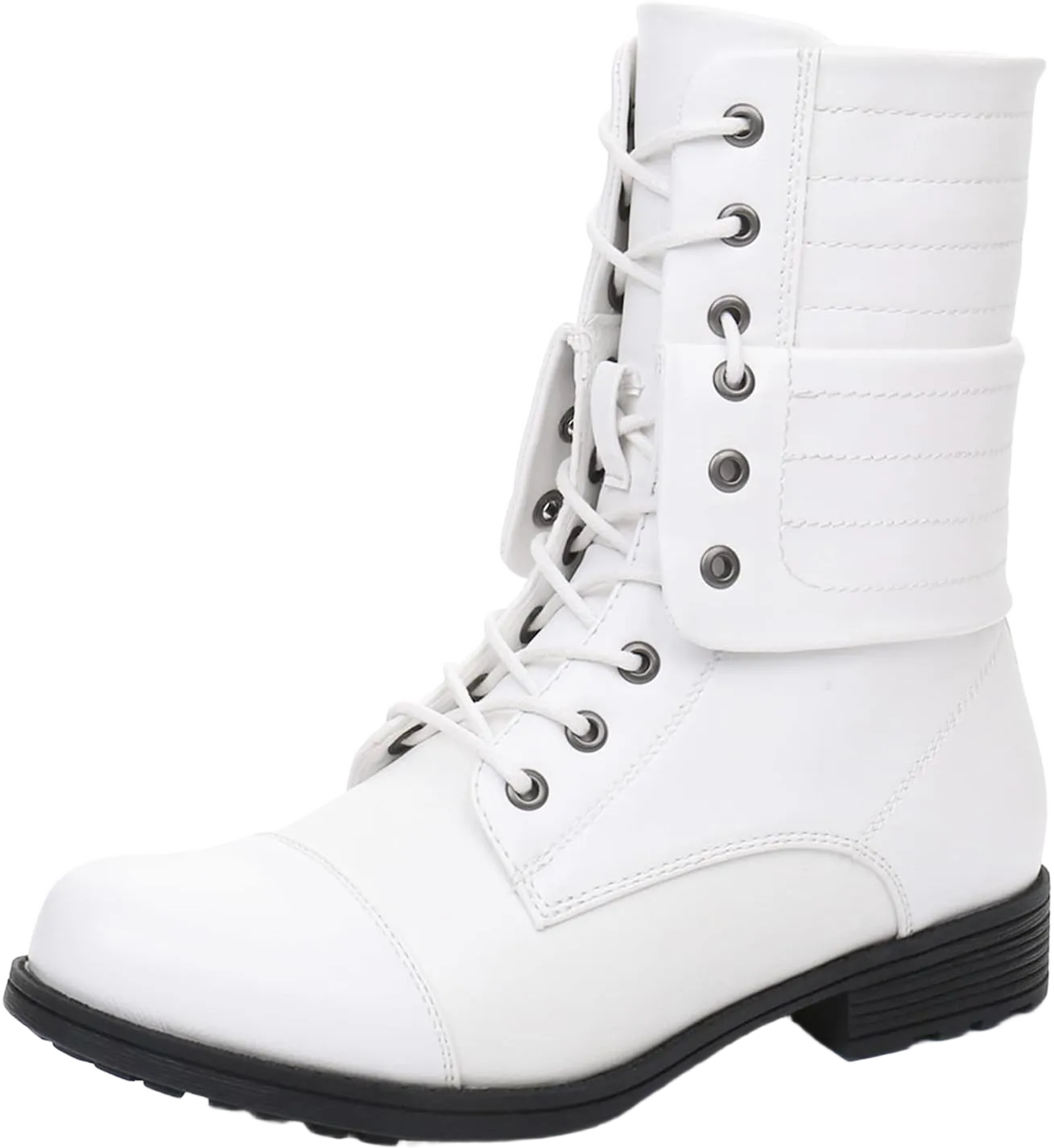 GLOBALWIN Women's Fashion Low Heels Lace Up Ankle Boots 9.5 22yy06 White