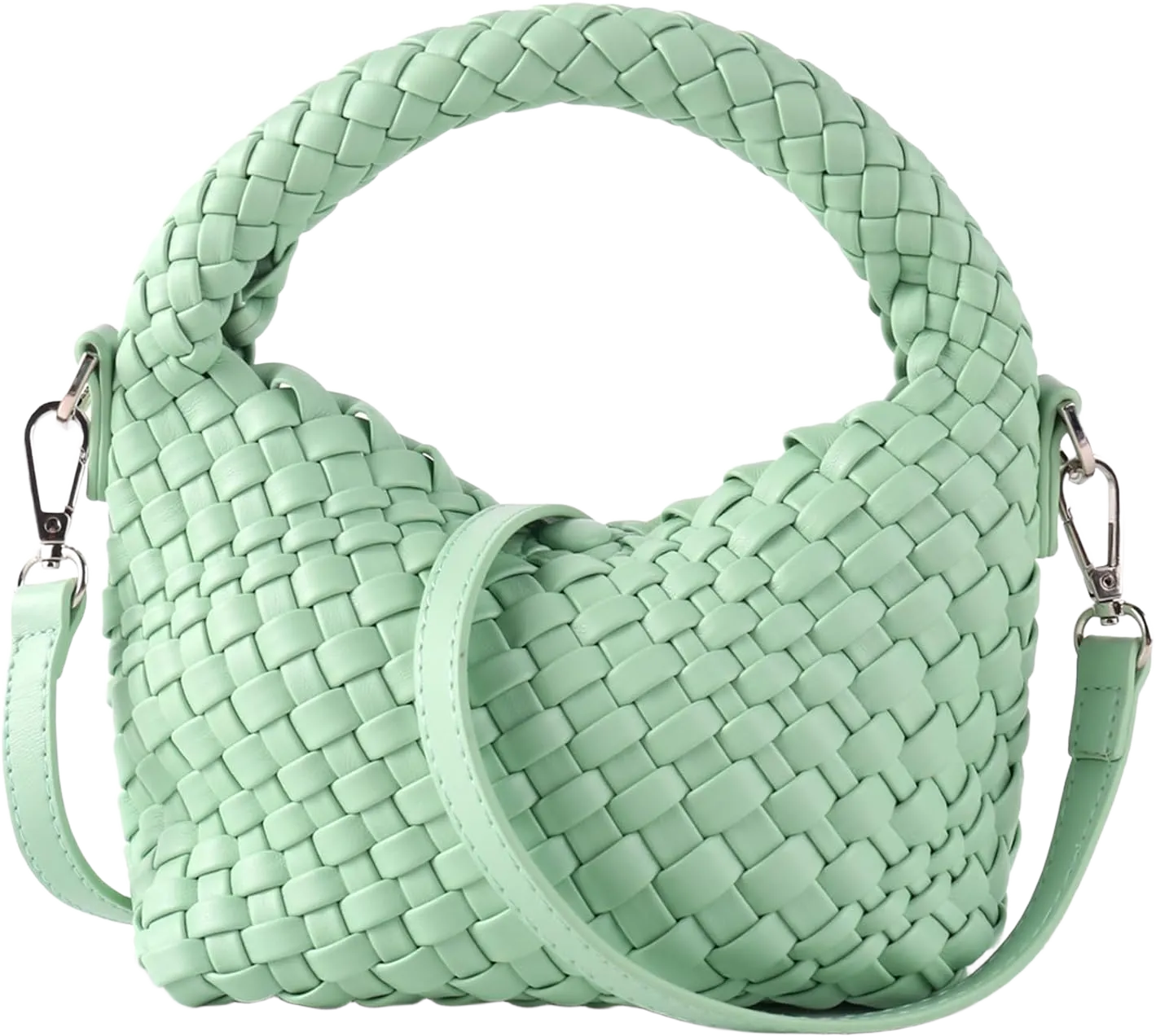 Woven Purse For Women, Small Crossbody Tote Bag with Detachable Shoulder Strap, Girls Top Handle Handbag Mint Green