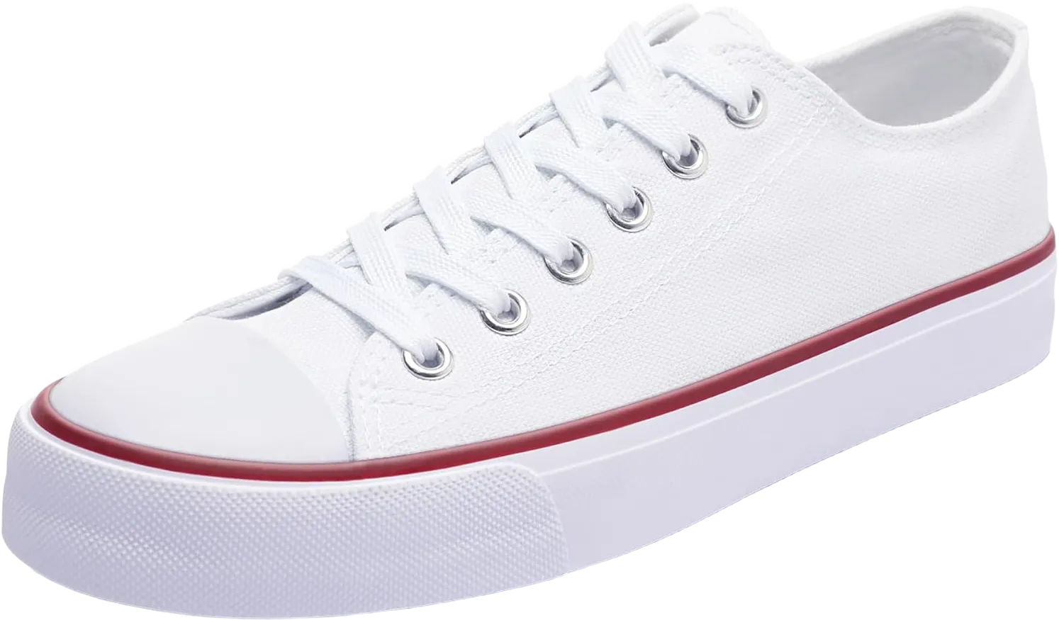 Obtaom Unisex Canvas Shoes Low Top Fashion Sneakers Slip on Walking Shoe 6 Women/5 Men White