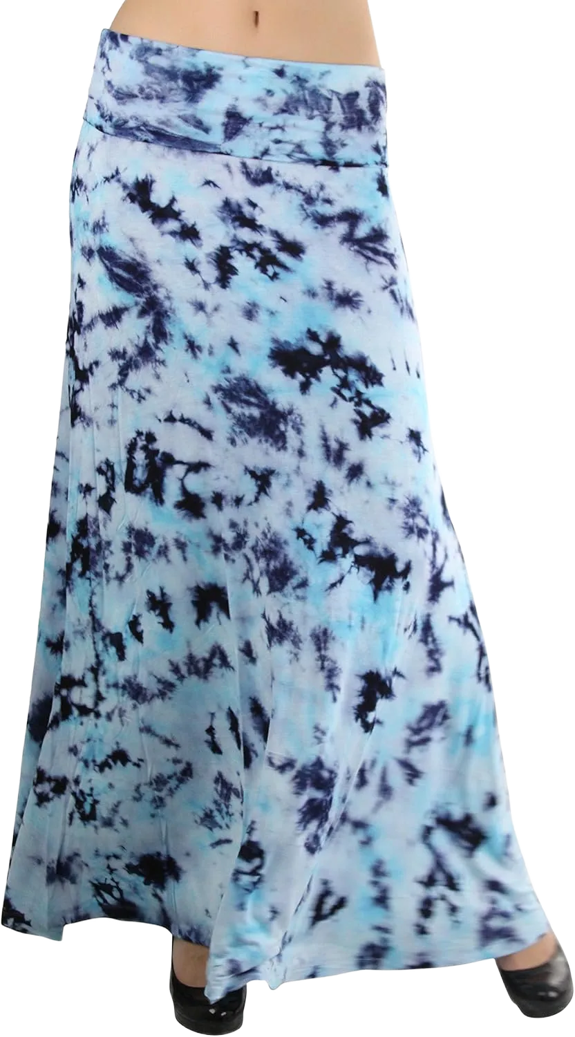 ToBeInStyle Women’s Maxi A-Line Skirt Flowy High Waisted Assorted Styles Large Tie Dye 2 - Mint