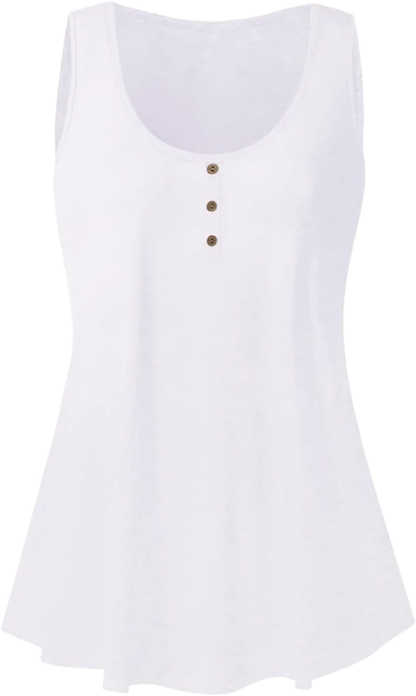Womens Tank Tops Summer Crewneck Sleeveless Slim Fitted Tops Casual Basic Scoop Neck Curved Hem 2024 Fashion Clothes U1-white Large