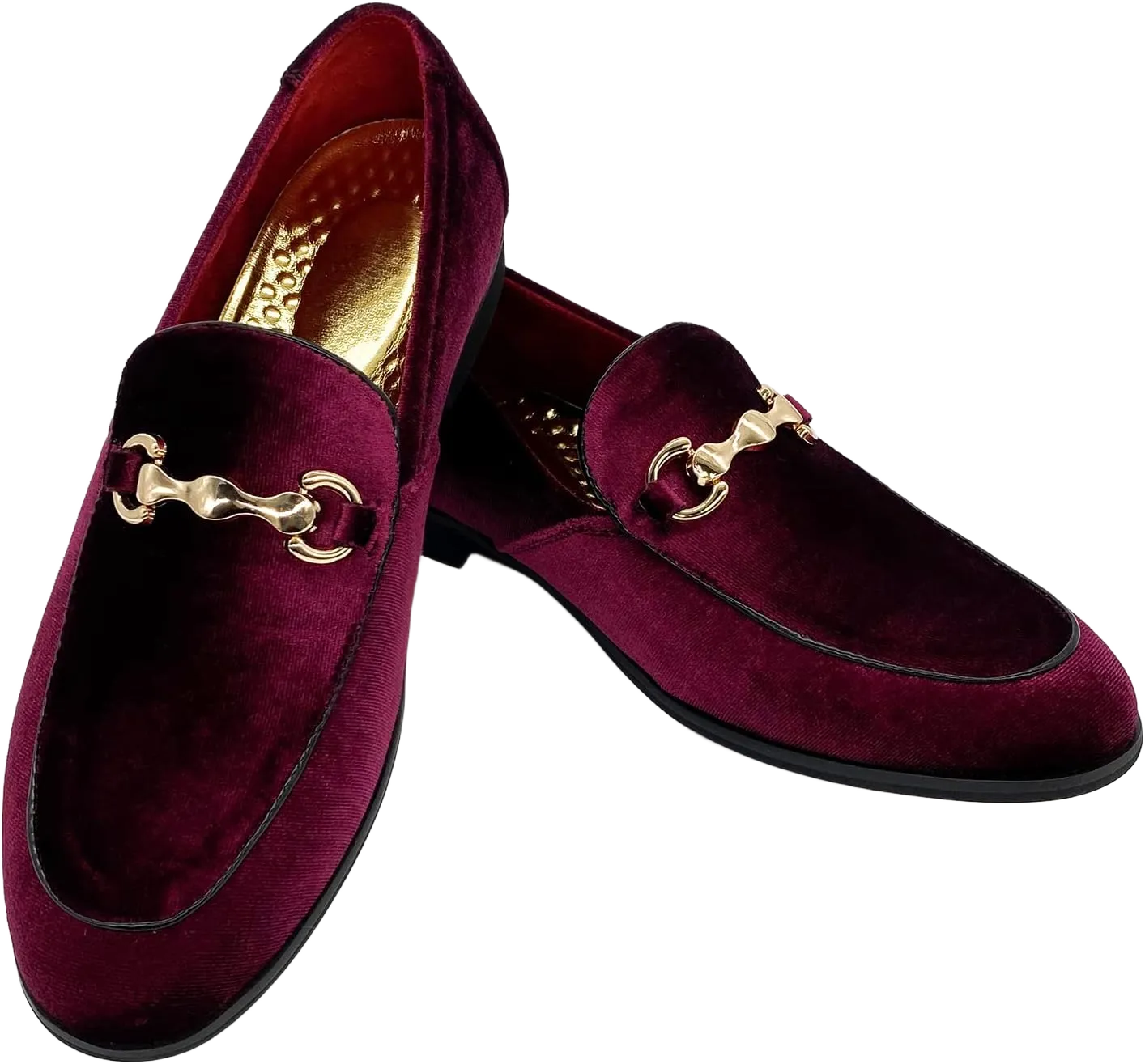 MHB Men's Luxury Velvet Loafer Metallic Suede Dress Shoes Fashionabe Smoking Slipper Burgundy Size 8.5