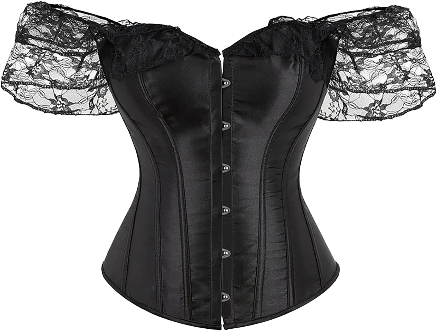 Push Up Corset Top for Women Victorian Bustier Tops Steampunk Belt Pirate Renaissance Vest Overbust Corsets Medium F1# Lace Off Shoulder Corset Tops Black