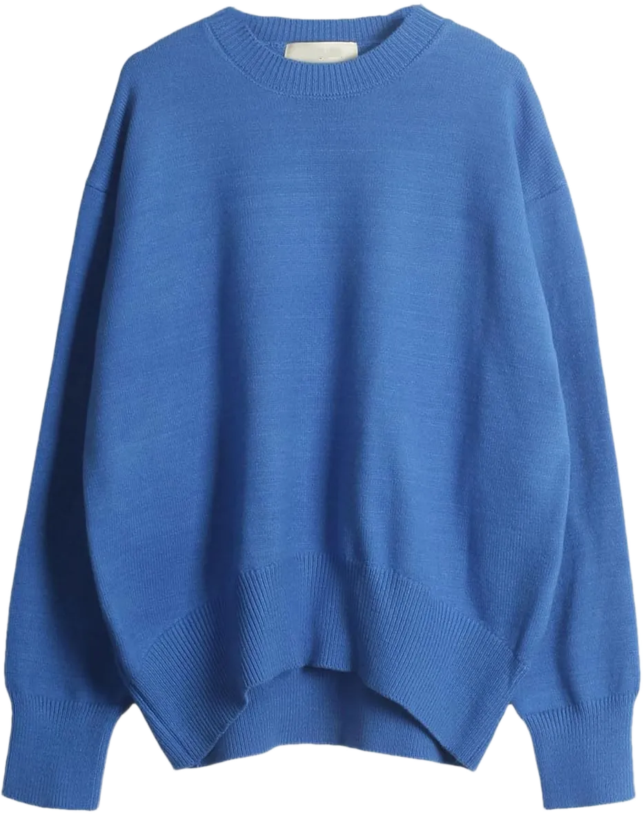 Women Long Sleeve Knit Sweater Jumper O Neck Tops Pullovers Casual Loose Sweater One Size O Blue