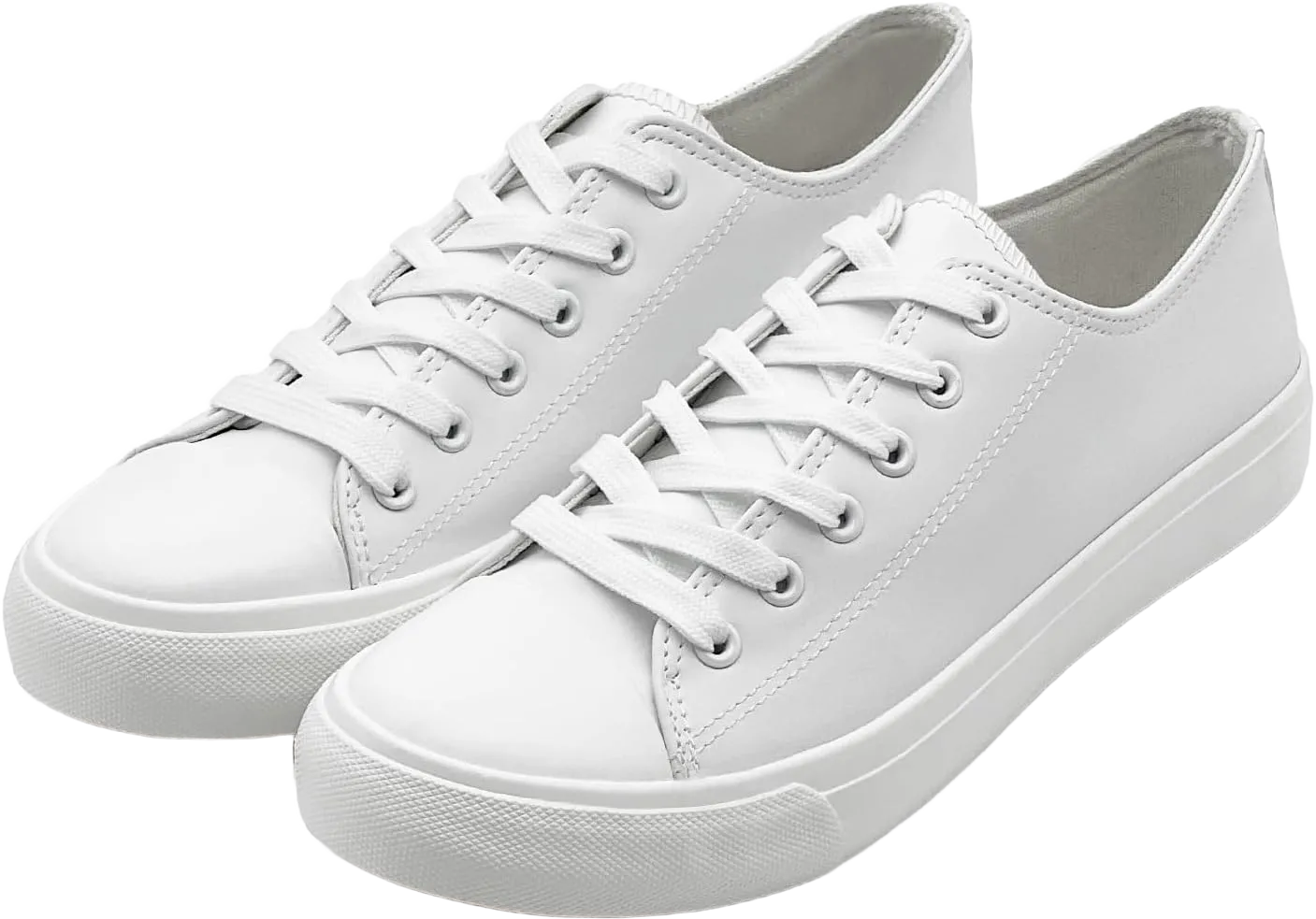 Sharllen Women's Fashion Sneaker - Low Top PU Leather Sneakers for Women & Men - Classic Lace up Casual Walking & Running Shoes - Black & White Tennis Shoes