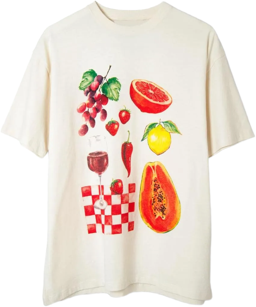 Women Y2k Oversized Graphic Tshirt Fruit Print Crew Neck Summer Casual Short Sleeve Loose Fit Tee Tops Aesthetic Streetwear