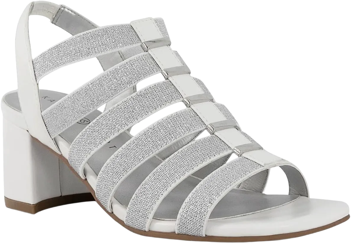 Karen Scott Womens Yahnnie Strappy Slingback Block Heel White 7.5 Medium (B,M)