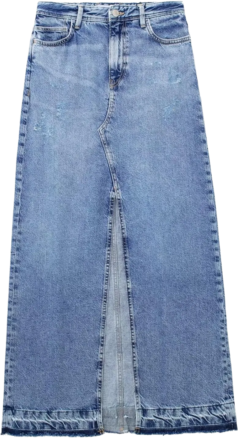Womens Long Denim Skirt High Waist Split Skirt Zipper Up Maxi Skirts Stretch Jean Skirt with Pockets Runs Big
