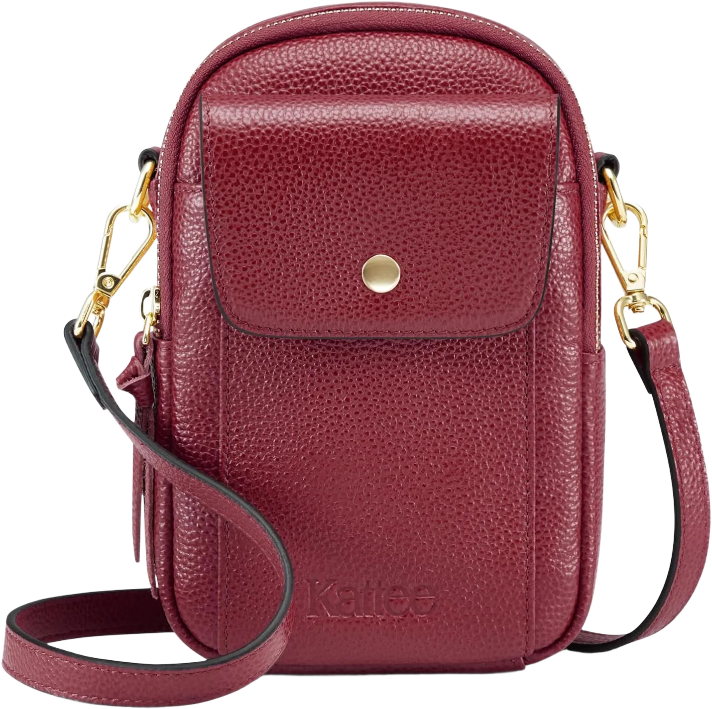 Kattee Small Leather Purses for Women, Crossbody Cell Phone Bags Shoulder Handbags with Card Slots, RFID Blocking Wine Red
