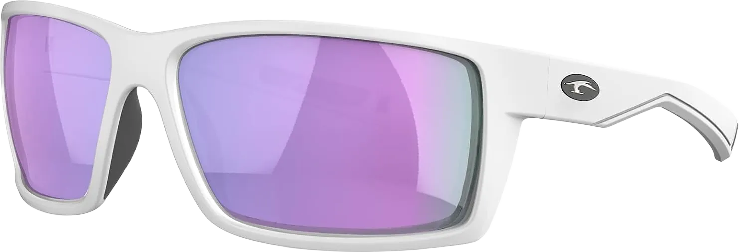 Sport Polarized Sunglasses for Men and Women, Running Fishing Cycling Driving Outdoor Sunglasses UV Protection Matte White Frame/Violet Mirrored Lens