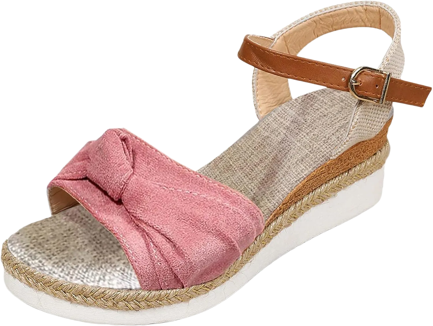 Summer Platform Sandals Women's Comfy Wedge Sandals Espadrilles Open Toe Ankle Strap Dressy Shoes Elegant Beach Sandals 8 C7