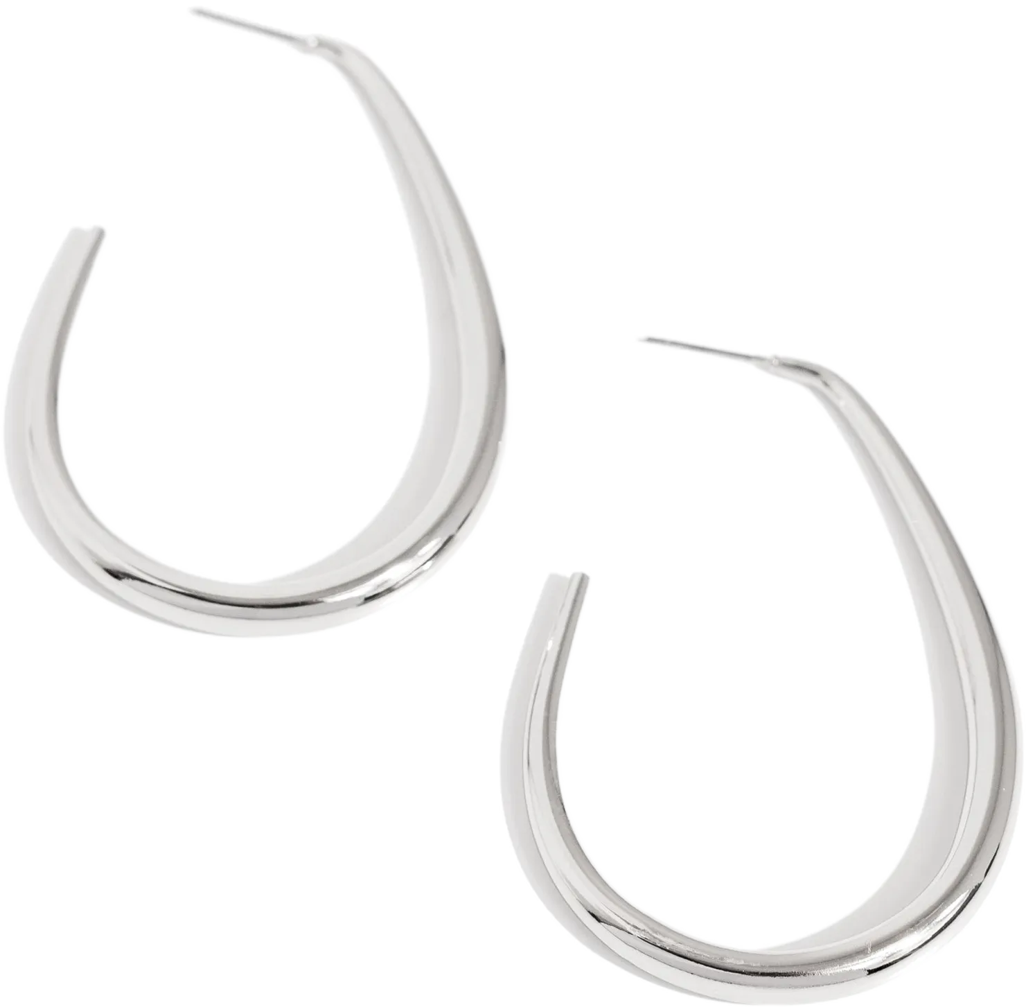Exclusive Element - Silver - High Sheen J-Hook Paparazzi Hoop Earrings